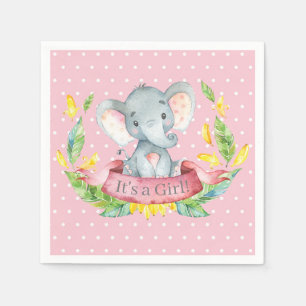Serviette En Papier Serviettes roses Baby shower Eléphant fille