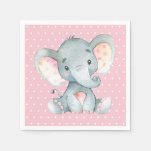 Serviette En Papier Serviettes roses Baby shower Eléphant fille