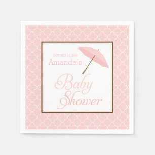 Serviette En Papier Serviettes roses de baby shower de parapluie