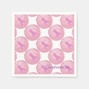 Serviette En Papier Serviettes roses de motif de ruban de cancer du