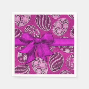 Serviette En Papier Serviettes roses décoratives d'oeufs de pâques d