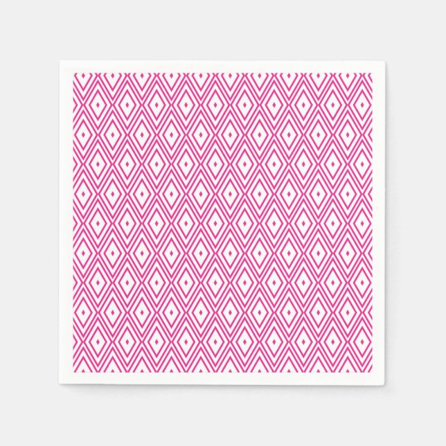 Serviette En Papier Serviettes roses et diamants blancs (Devant)