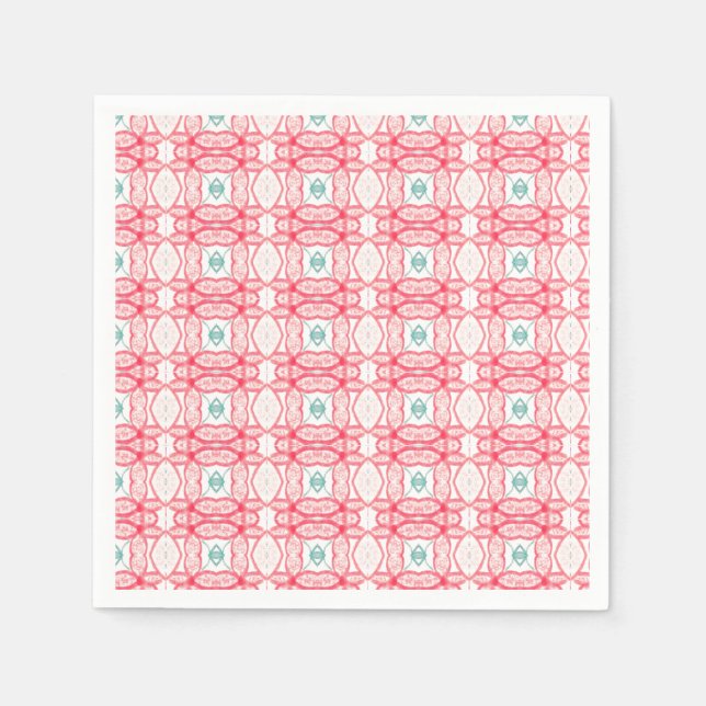 Serviette En Papier Serviettes Roses Et Turquoises (Devant)
