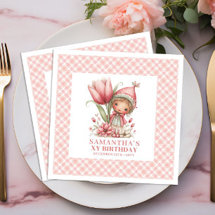 Serviette En Papier Serviettes roses florales pour la 4ème fête d'anni