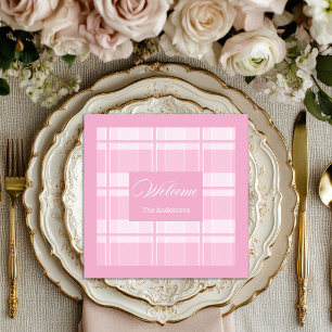 Serviette En Papier Serviettes roses personnalisées Élégant carreau