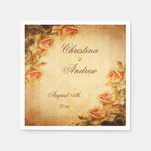 Serviette En Papier Serviettes Roses vintages Damask Shabby Chic Peach