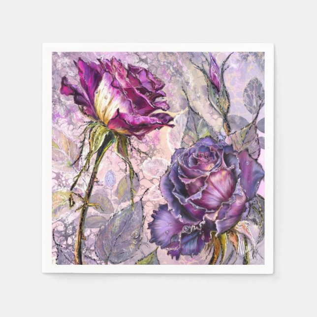 Serviette En Papier Serviettes Roses Violettes (Devant)