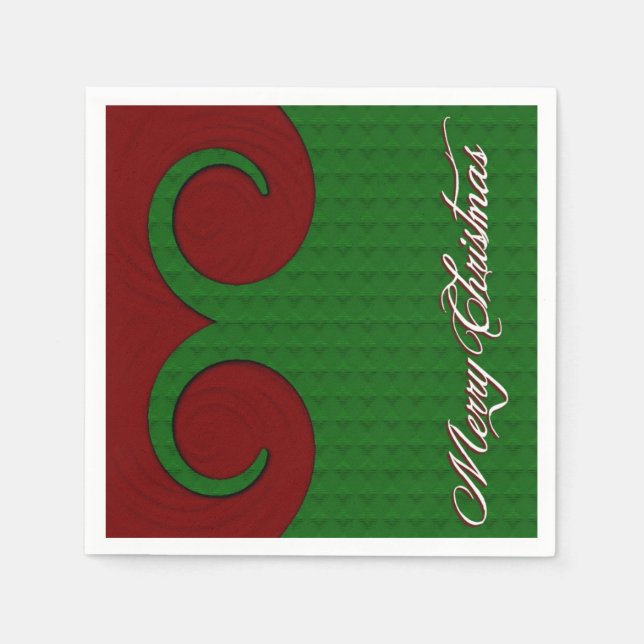 Serviette En Papier Serviettes Rouge et Vert à Tourbillon de Noël (Devant)