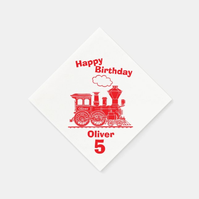 Serviette En Papier Serviettes rouges pour garçons 5 ans thème train (Coin)