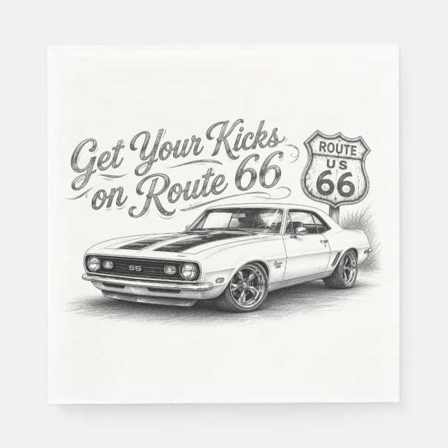 Serviette En Papier Serviettes Route 66 (Devant)