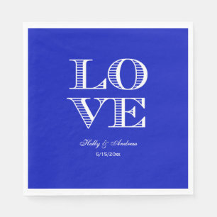 Serviette En Papier Serviettes Royal Bleu, Amour Blanc
