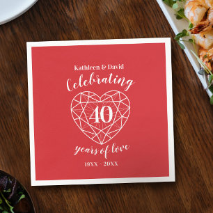 Serviette En Papier Serviettes Ruby célébrant 40 ans d'amour