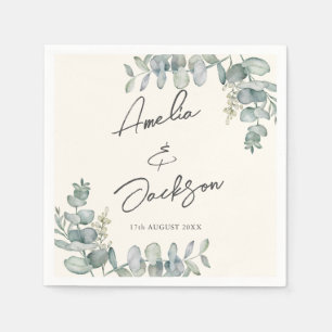 Serviette En Papier Serviettes Rustiques Mariage vert Eucalyptus Sage