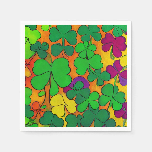 Serviette En Papier Serviettes Saint Patrick avec shamrock (Devant)