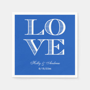 Serviette En Papier Serviettes Saphir Bleu, Amour Blanc