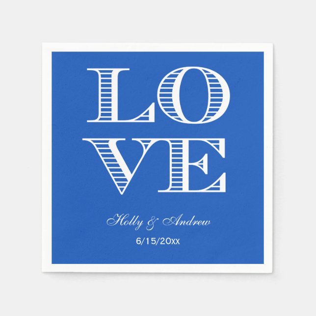Serviette En Papier Serviettes Saphir Bleu, Amour Blanc (Devant)