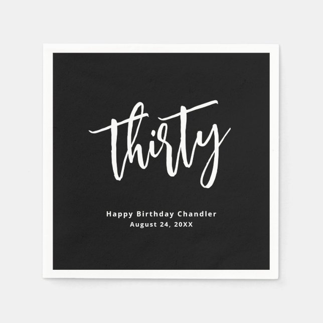 Serviette En Papier Serviettes simples Black 30th Birthday Party (Devant)