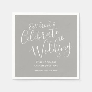 Serviette En Papier Serviettes simples en mariage gris et blanc