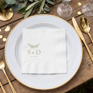 Serviette En Papier Serviettes simples Mariage en or monogramme
