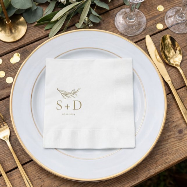 Serviette En Papier Serviettes simples Mariage en or monogramme (Créateur téléchargé)