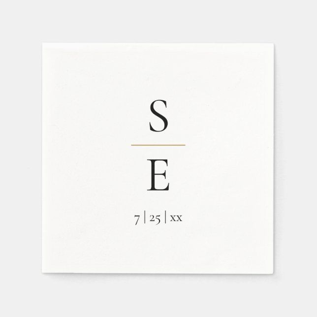 Serviette En Papier Serviettes simples Mariage Monogram élégant (Devant)