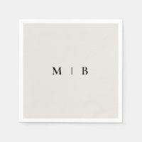 Serviettes sobres en monogramme beige