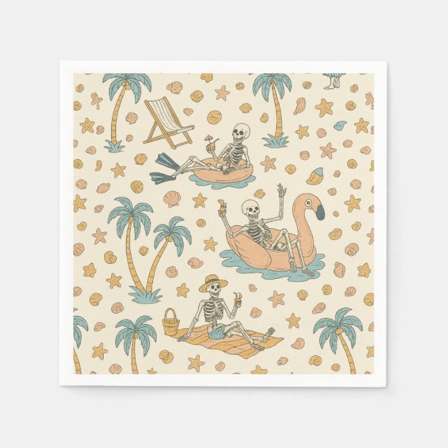 Serviette En Papier Serviettes squelette pour fête Summerween (Devant)