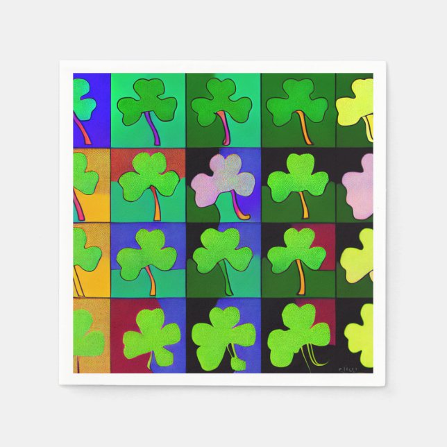 Serviette En Papier Serviettes St. Patrick avec trèfles 2 (Devant)
