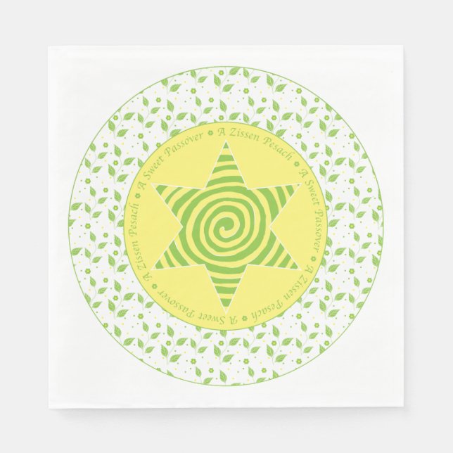 Serviette En Papier Serviettes standard Pâques ""Feuilles verts/jaunes (Devant)