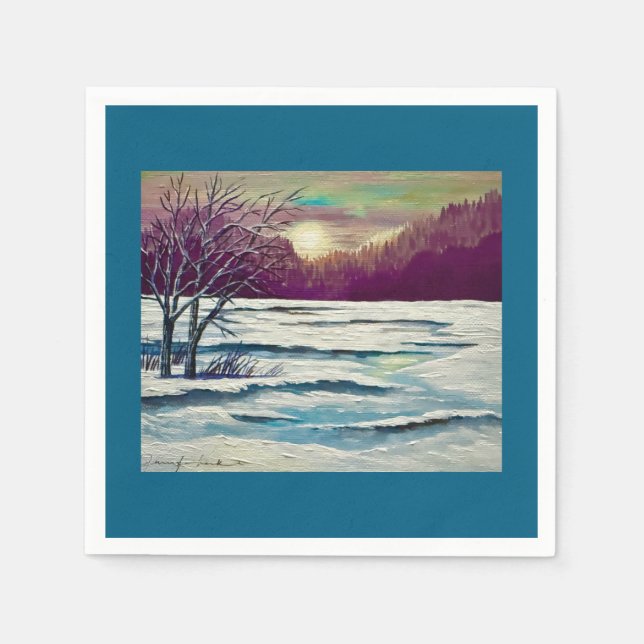 Serviette En Papier Serviettes Sunset d'hiver (Devant)