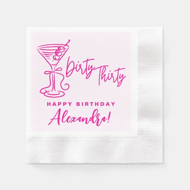 Serviette En Papier Serviettes tendance rose pour 30e anniversaire Dir (Devant)