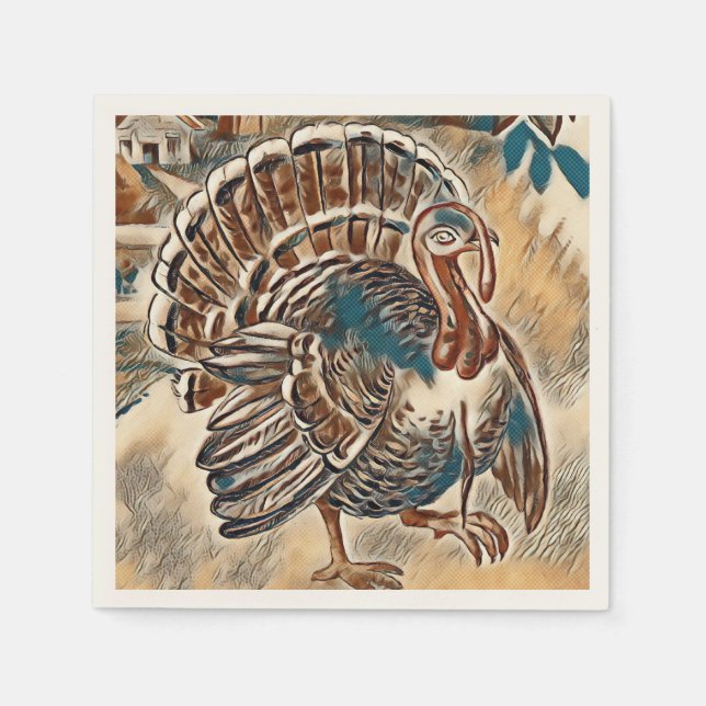Serviette En Papier Serviettes Turquie Thanksgiving moderne (Devant)