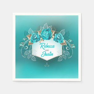 Serviette En Papier Serviettes Turquoise Roses Tiffany Floral Moderne 