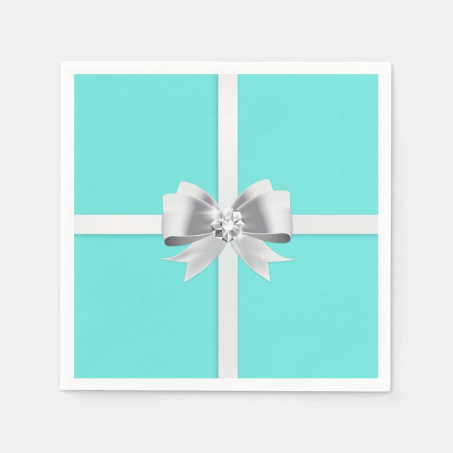 Serviette En Papier Serviettes Turquoise/Turquoise de mariée (Devant)