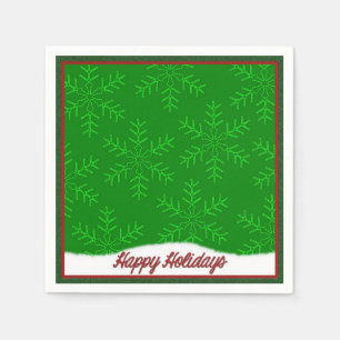 Serviette En Papier Serviettes vertes de Noël de flocons de neige de