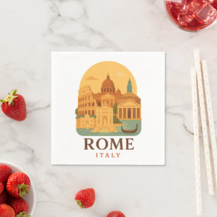 Serviette En Papier Serviettes Vintage Rome Colosseum & Pantheon Rét