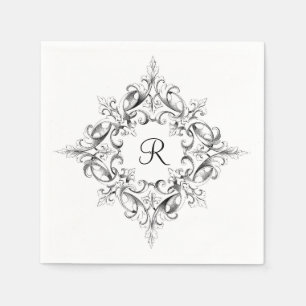 Serviette En Papier Serviettes vintages de monogramme de Scrollwork