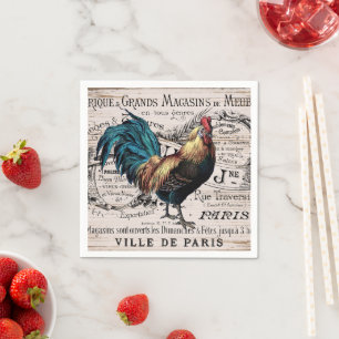Serviette En Papier Serviettes vintages de Paris de coq de pays mignon