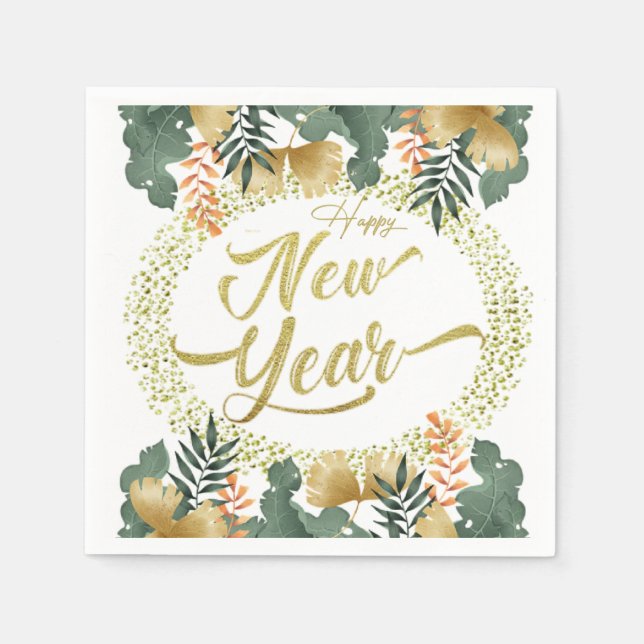 Serviette En Papier Servilleta de papel con feliz año nuevo (Devant)