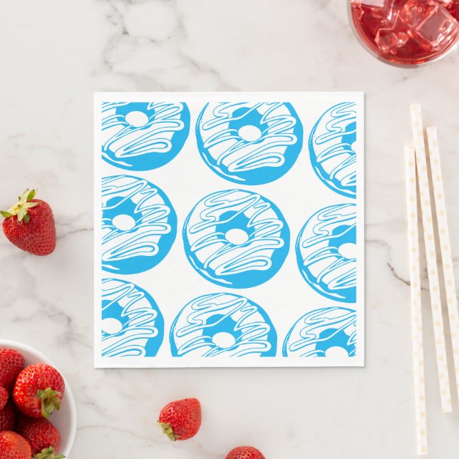 Serviette En Papier Servilleta de papel donas azules (En situation)