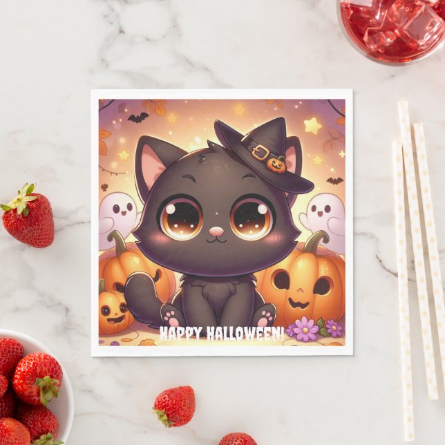 Serviette En Papier Servilletas Gato Negro (En situation)