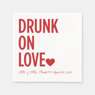 Serviette En Papier Servir sur l'amour Mariage serviettes Rouge