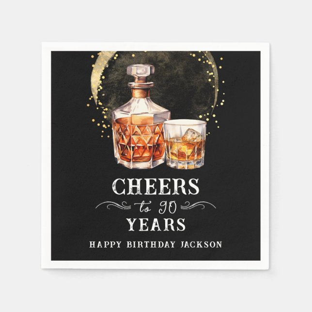 Serviette En Papier Servons à 90 Ans Serviettes Whisky (Devant)