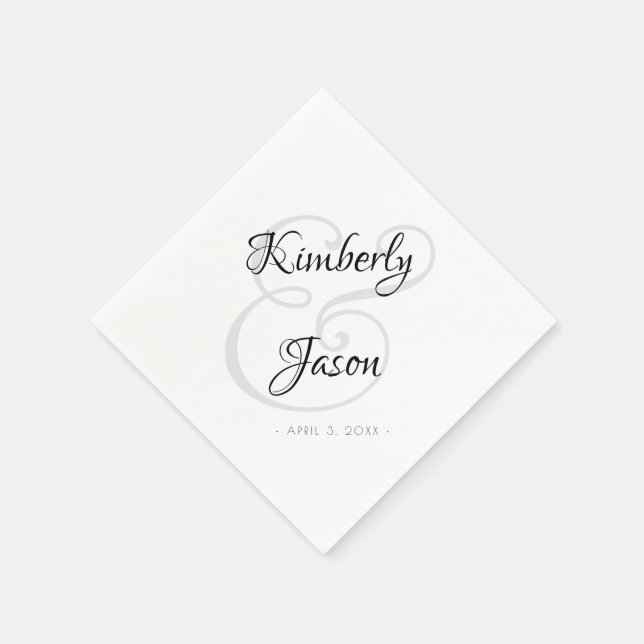 Serviette En Papier Ses Noms Et Ses Noms, Lettres De Script, Vs 2 Mari (Coin)
