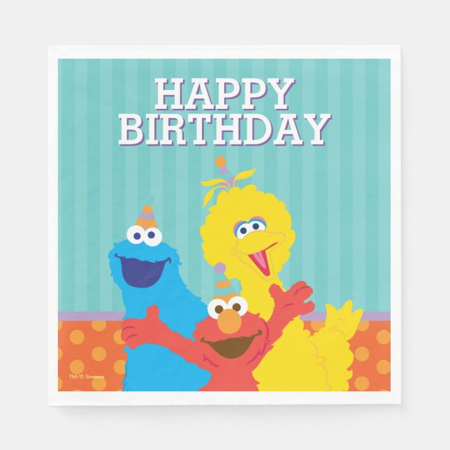 Serviette En Papier Sesame Pals Anniversaire Motif (Devant)