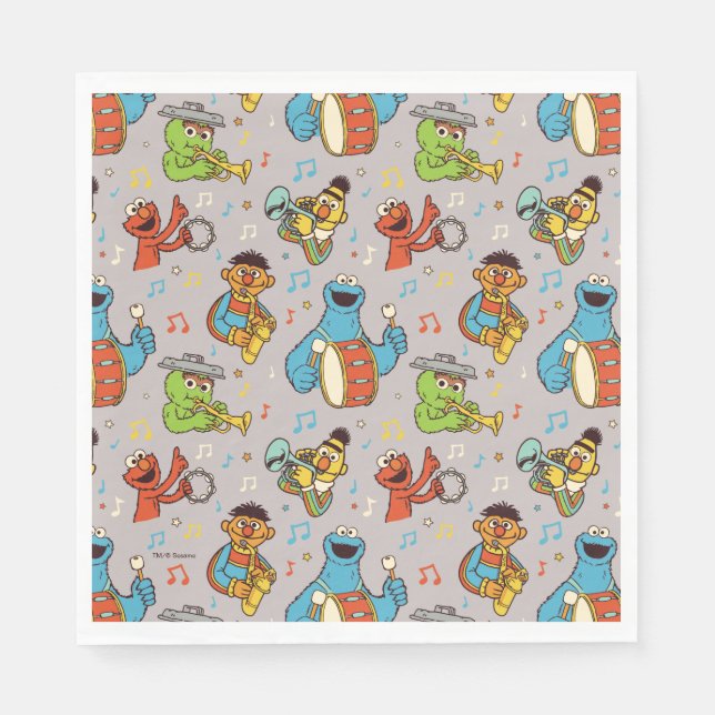 Serviette En Papier Sesame Street Band Gris Motif (Devant)