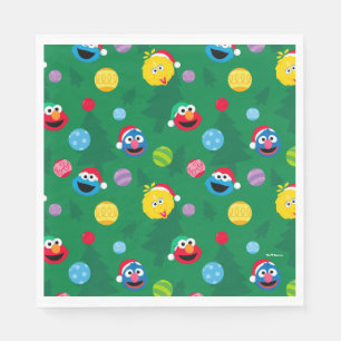 Serviette En Papier Sesame Street Christmas Tree Motif