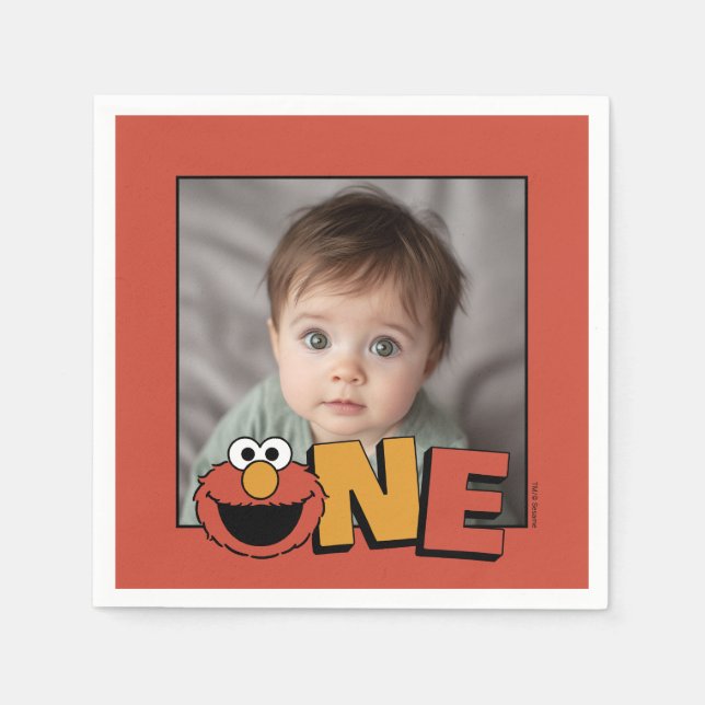 Serviette En Papier Sesame Street | Elmo - First Birthday Napkins (Devant)