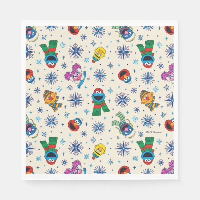 Serviette En Papier Sesame Street Noël Snowflake Motif (Devant)