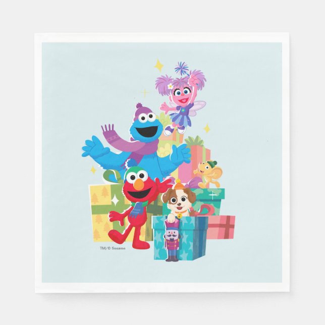 Serviette En Papier Sesame Street Pals and Presents (Devant)